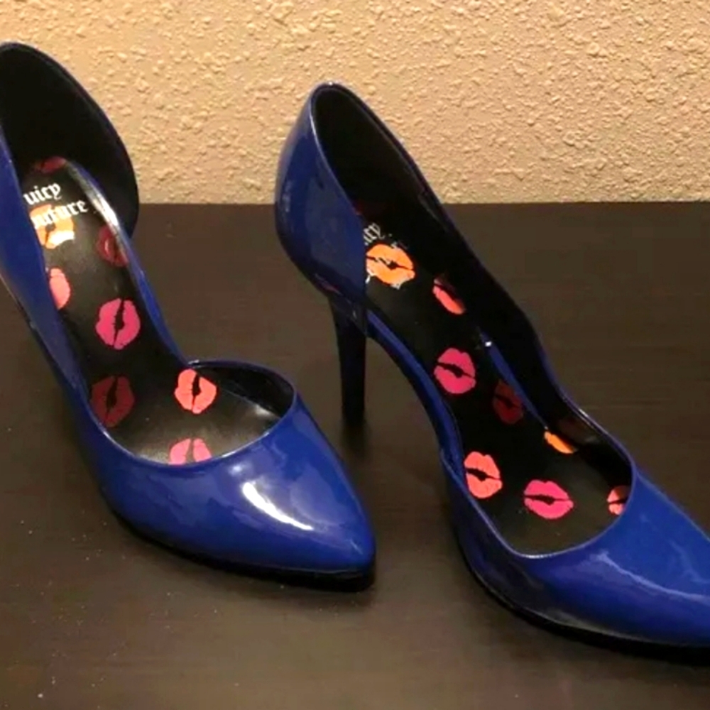 Super Sexy JUICY COUTURE Pump High Heel Royal Blue Patent Leather Size 8